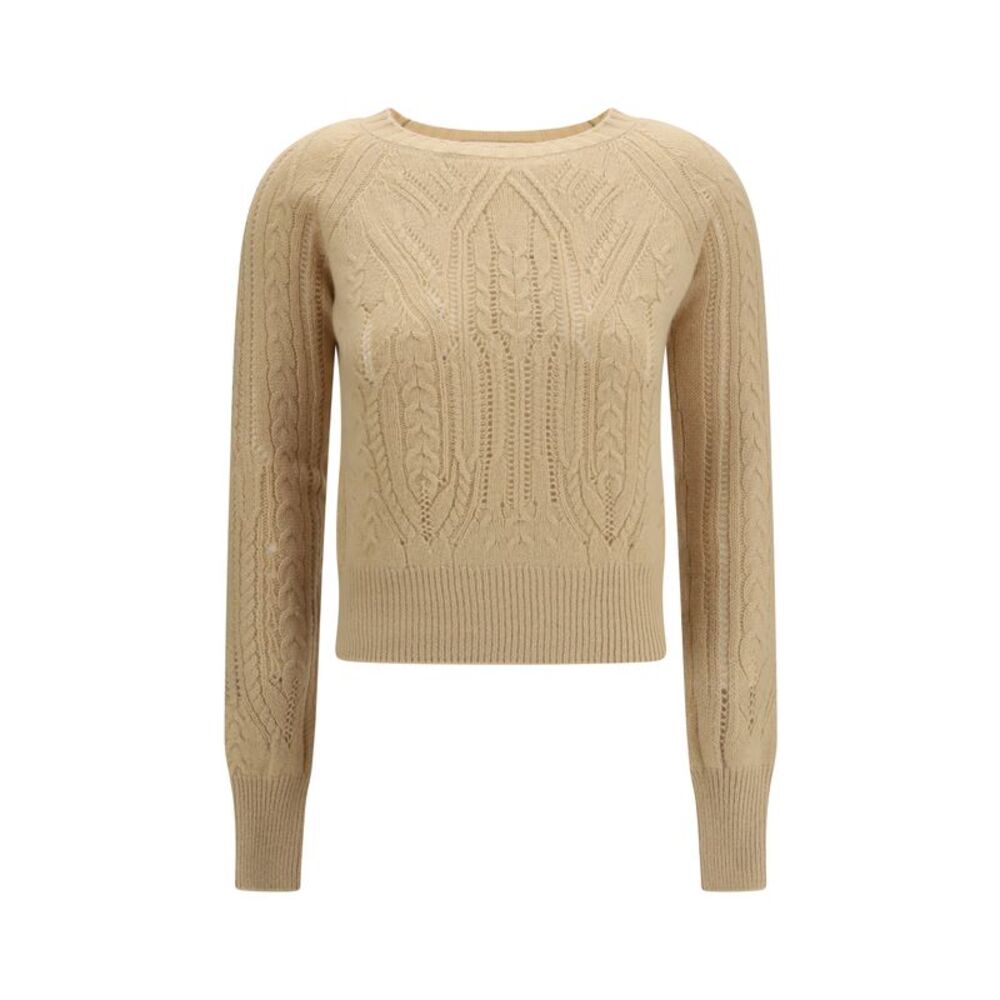 Ermanno Scervino Women Long Sleeve Cable Knit And Openwork Cashmere Sweater